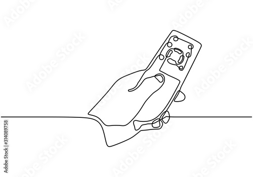 Hand holding remote. Contin...