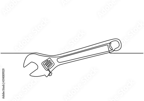 Continuous one line drawing of adjustable spanner