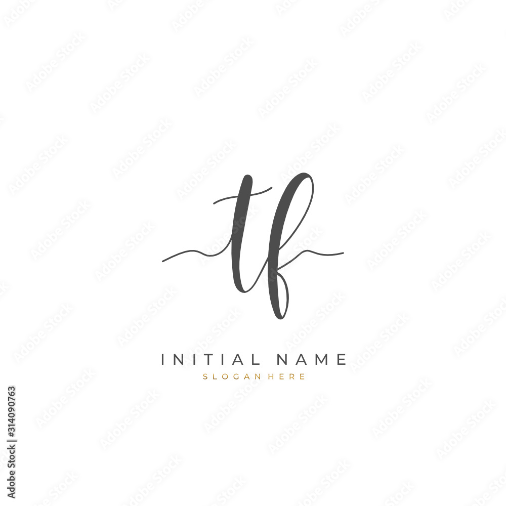 Handwritten initial letter T F TF for identity and logo. Vector logo template with handwriting and signature style. Handwritten initial letter T F TF for identity and logo. Vector logo template with handwriting and signature style.