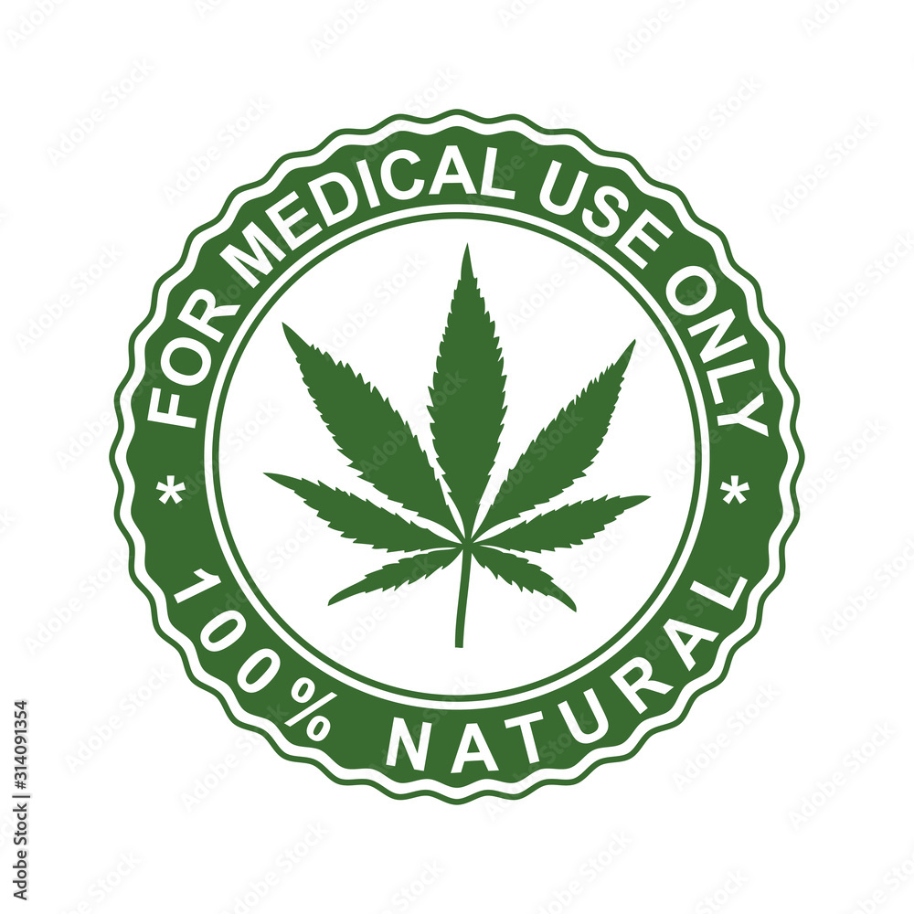Cannabis stamp. For medical use only. Vector stamp. Green leaf of marijuana. Natural symbol for graphic designs. Cannabis stamp. For medical use only. Vector stamp. Green leaf of marijuana. Natural symbol for graphic designs.