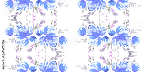 Flower scribble seamless pattern. Romantic artistic textile vector print surface design.