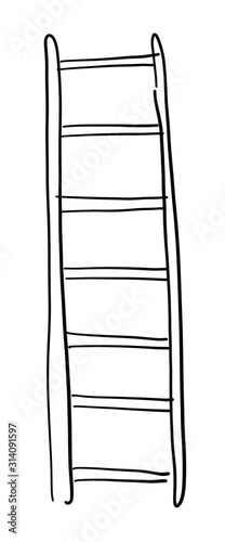 Hand drawn vector sketch illustration of wooden ladder.