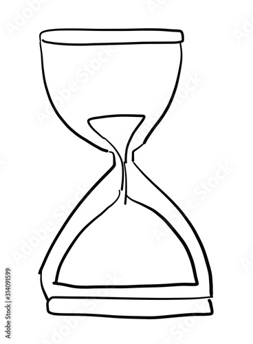 Hand drawn vector sketch illustration of sand watch.