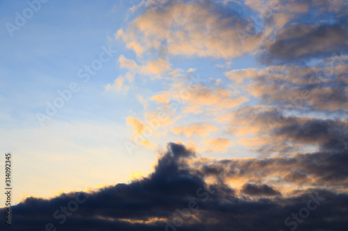 Rain cloud. The sky before the rain  gloomy heavy clouds. Natural background.