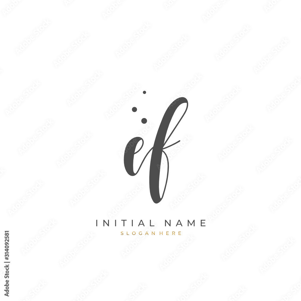 Handwritten initial letter E F EF for identity and logo. Vector logo template with handwriting and signature style. Handwritten initial letter E F EF for identity and logo. Vector logo template with handwriting and signature style.