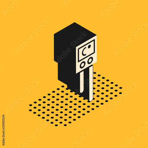 Isometric Temperature and humidity sensor icon isolated on yellow background. Vector Illustration