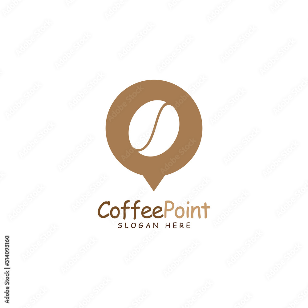 Coffee Point Logo Design with coffee bean and navigation mark Coffee Point Logo Design with coffee bean and navigation mark