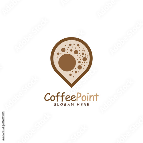 Coffee Point Logo Design with coffee bean and navigation mark