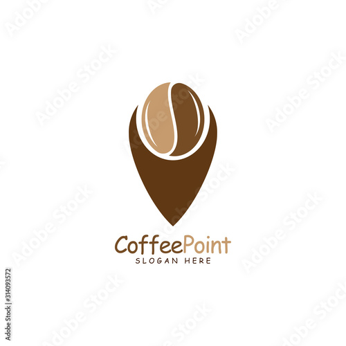 Coffee Point Logo Design with coffee bean and navigation mark