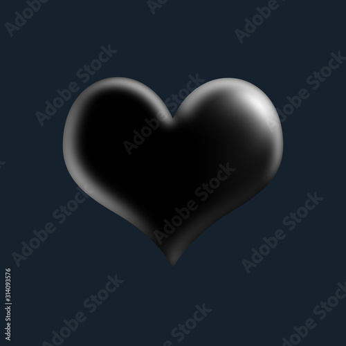 Cover with black heart on a blue black background