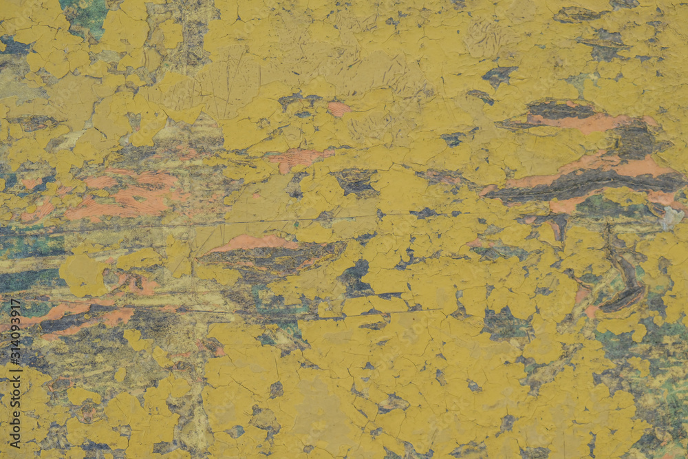 horizontal picture of old horizontal wooden background with yellow paint