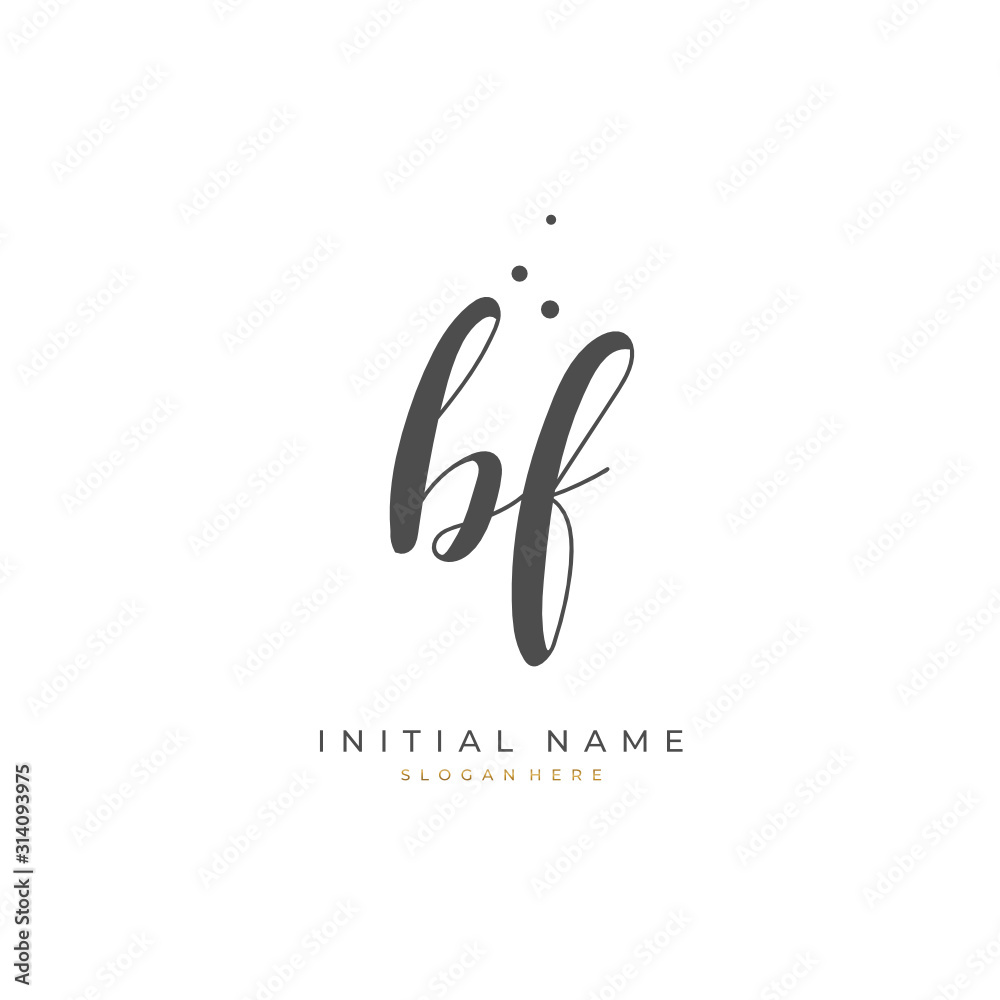 Handwritten initial letter B F BF for identity and logo. Vector logo template with handwriting and signature style. Handwritten initial letter B F BF for identity and logo. Vector logo template with handwriting and signature style.