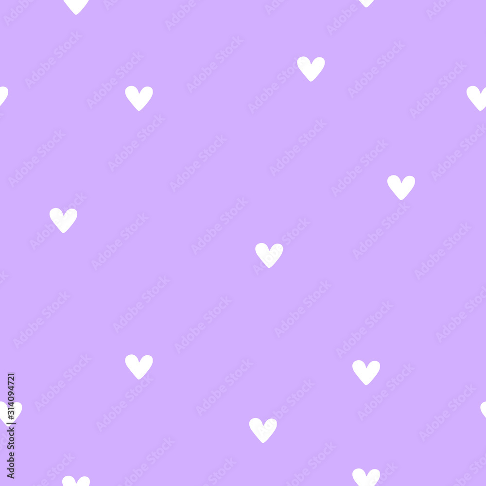 Vector graphics. Adorable, simple pattern with white hearts. Light background. Simple romantic background template. 