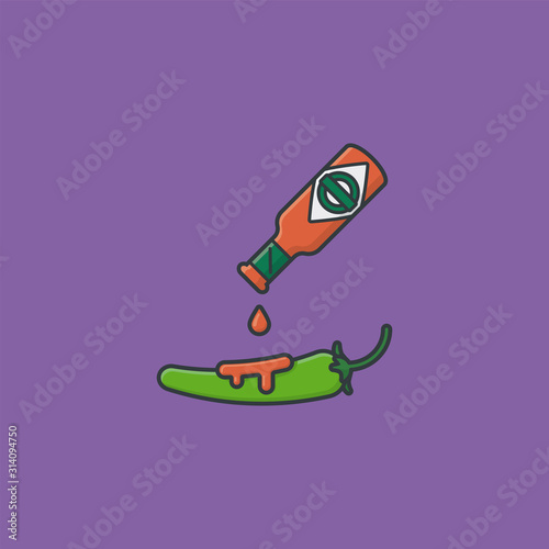 Putting hot sauce on a chili pepper vector illustration for #HotSauceDay - 22nd of January