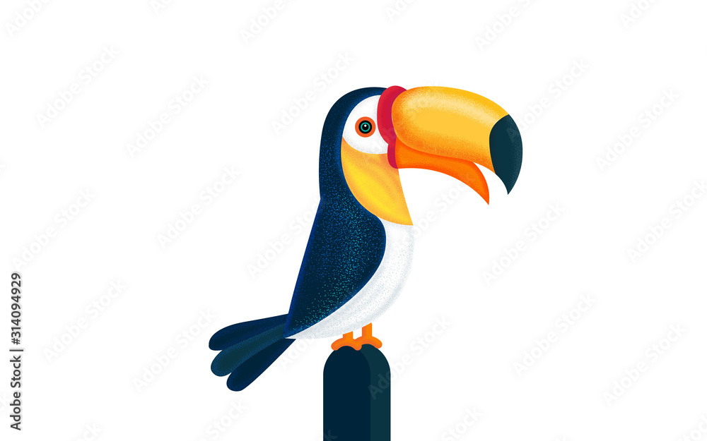 Naklejka premium Cartoon hornbill bird isolated on white background