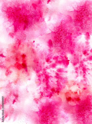 Watercolor abstract beautiful background. Hand drawn pink theme on the white background for cards and banners design. Bright stain isolated on white background.