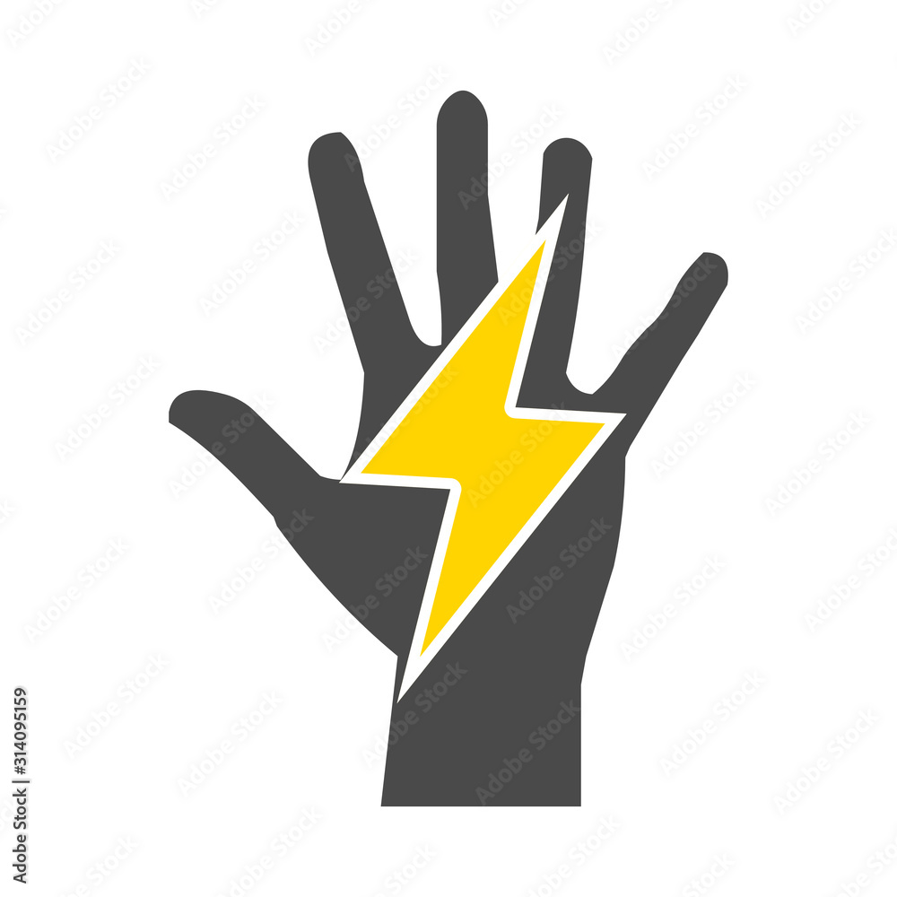 Obraz premium Electric shock hazard illustration. Flat style. Isolated on white background. 