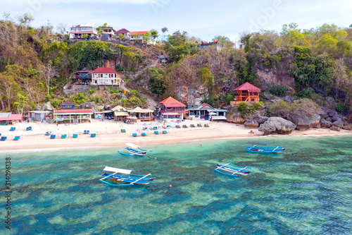 Aerial from Thomas beach on the west coast from Bali in Indonesia
