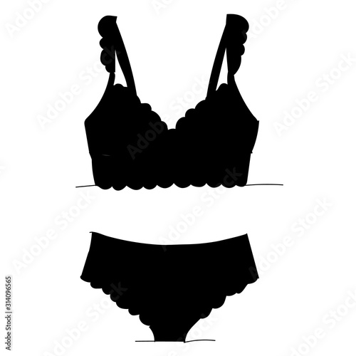 isolated, lingerie silhouette, underpants and bra