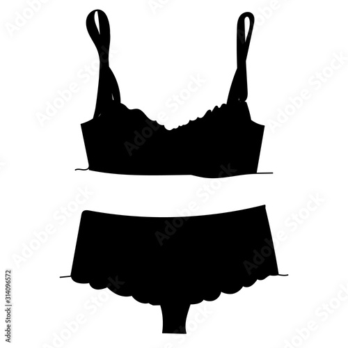 isolated, lingerie silhouette, underpants and bra