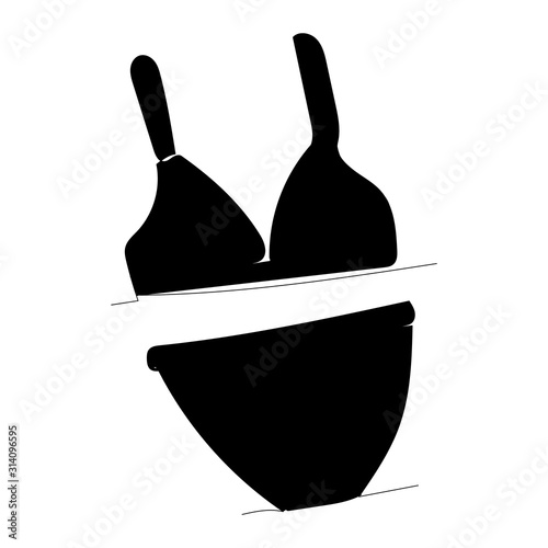 vector, isolated, lingerie silhouette, underpants and bra