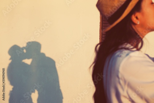 Silhouette romantic couple lover 