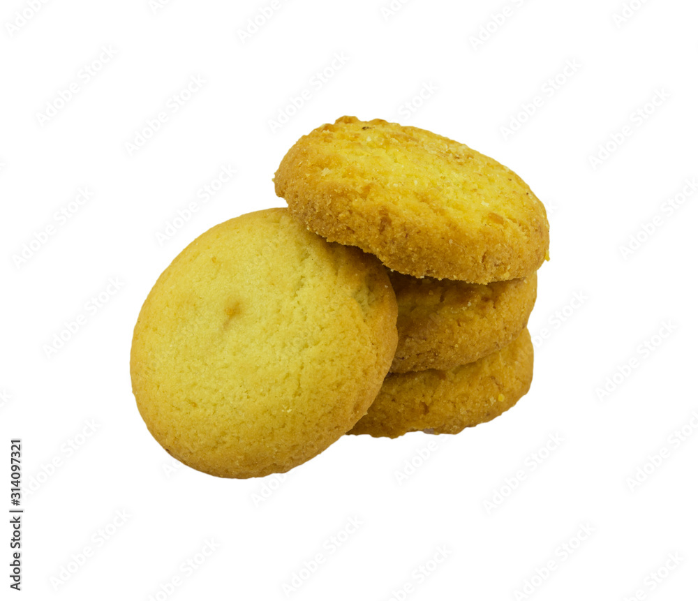 Cookies isolated on white background. Clipping Path. Full depth of field.