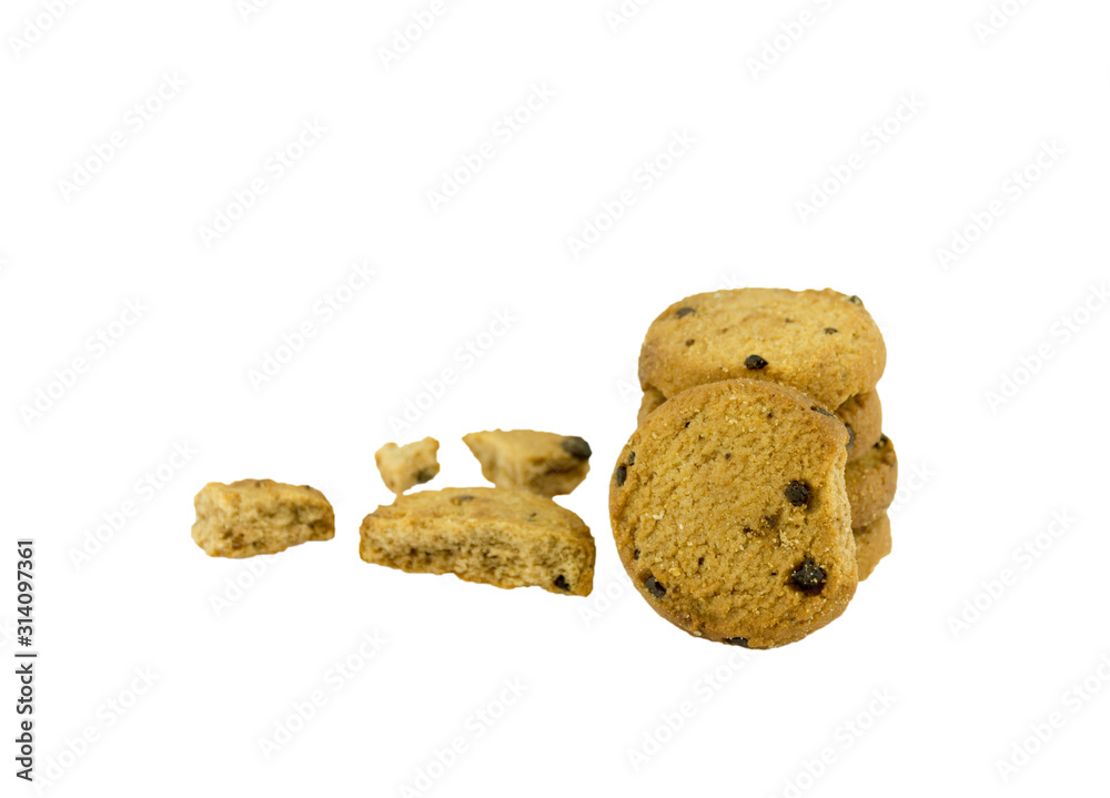 Cookies isolated on white background. Clipping Path. Full depth of field.