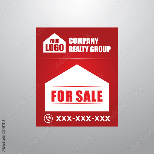 Real Estate Yard Sign Board for Sale Sign in Red Color