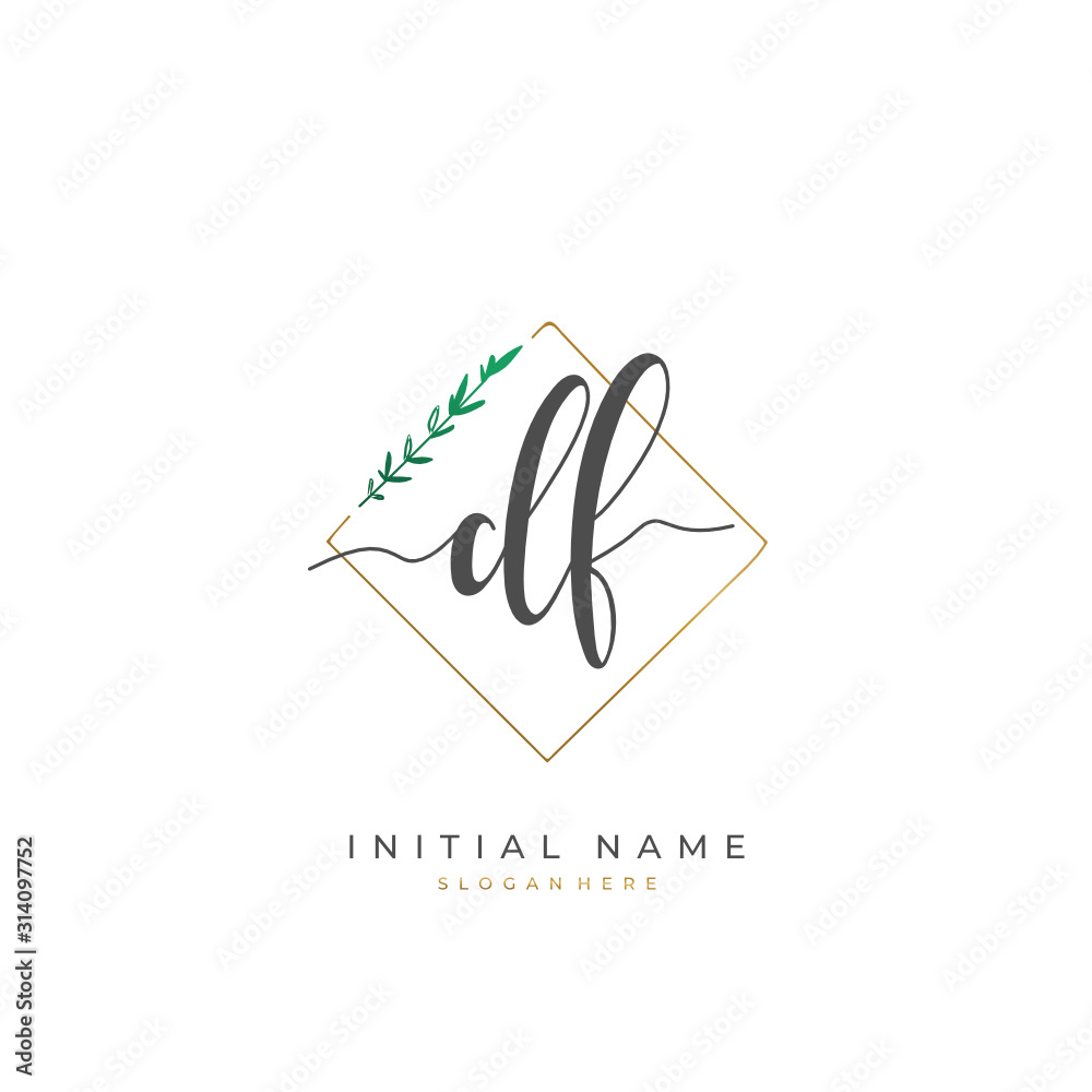 Handwritten initial letter D F DF for identity and logo. Vector logo template with handwriting and signature style. Handwritten initial letter D F DF for identity and logo. Vector logo template with handwriting and signature style.
