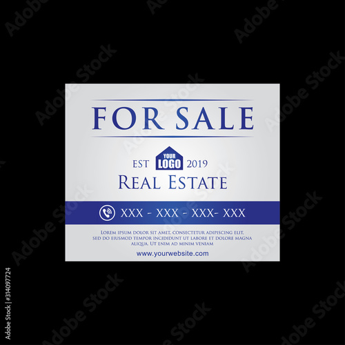 Real Estate Yard Sign Board for Sale Sign in Blue Color