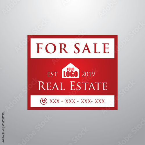 Real Estate Yard Sign Board for Sale Sign in Red Color