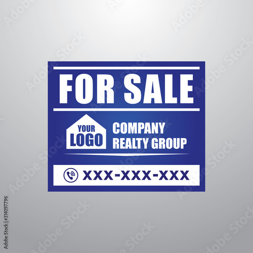 Real Estate Yard Sign Board for Sale Sign in Blue Color