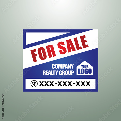 Real Estate Yard Sign Board for Sale Sign in Blue Color