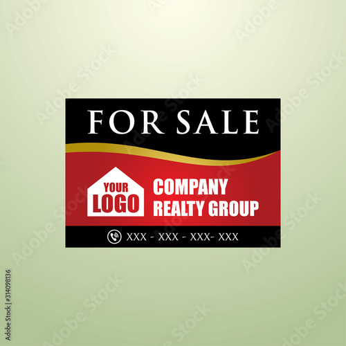 Real Estate Yard Sign Board for Sale Sign in Red color