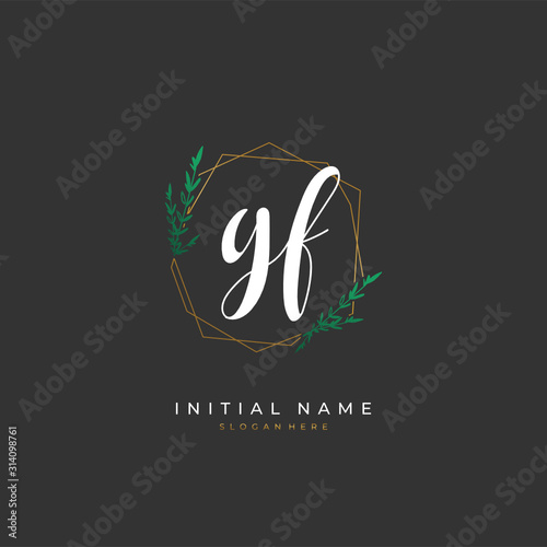 Handwritten initial letter G F GF for identity and logo. Vector logo template with handwriting and signature style.
