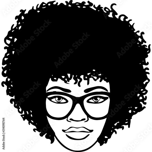 Afro Woman  with Curly Pixie Undercut Shaved Mohawk, African American woman ,  Black Woman  , cricut cut files 
