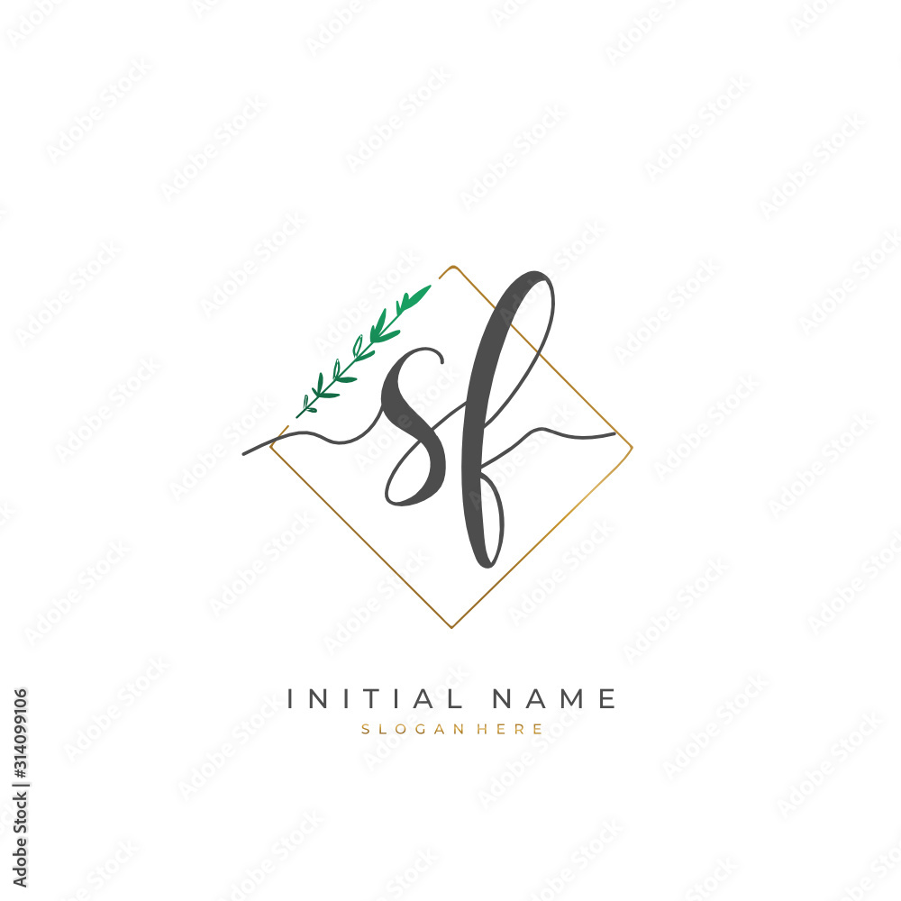 Handwritten initial letter S F SF for identity and logo. Vector logo template with handwriting and signature style. Handwritten initial letter S F SF for identity and logo. Vector logo template with handwriting and signature style.