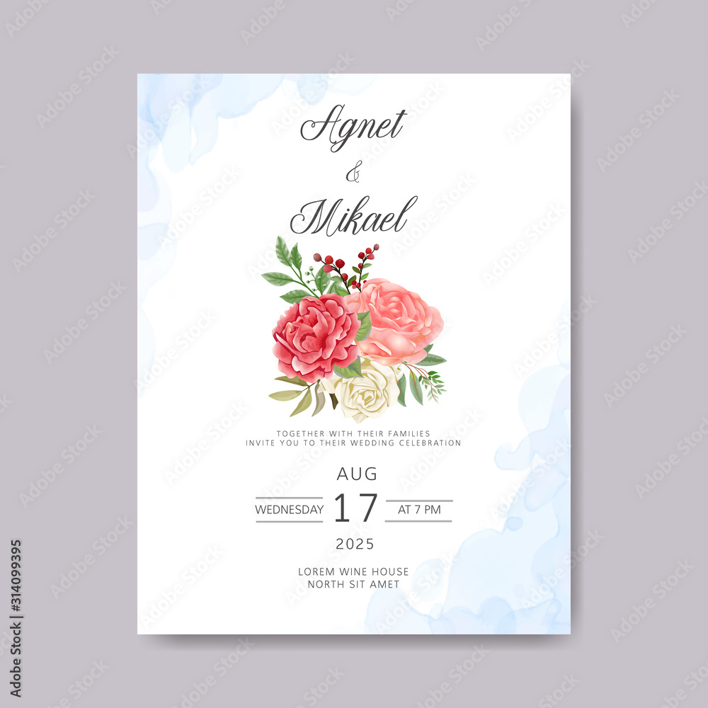 wedding invitation with beautiful and romantic flower template wedding invitation with beautiful and romantic flower template