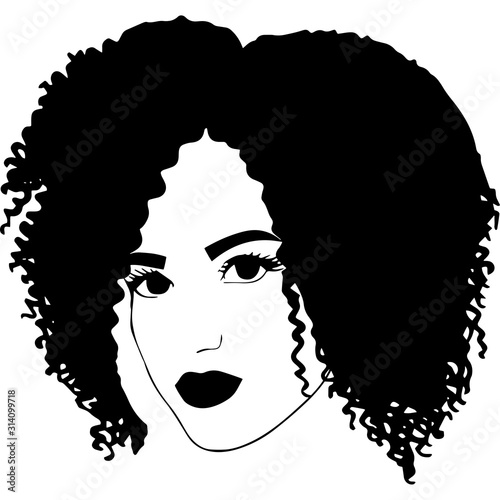 Afro Woman  with Curly Bob natural hair, African American Black Woman with curly hair, cut files - cricut, black history month 