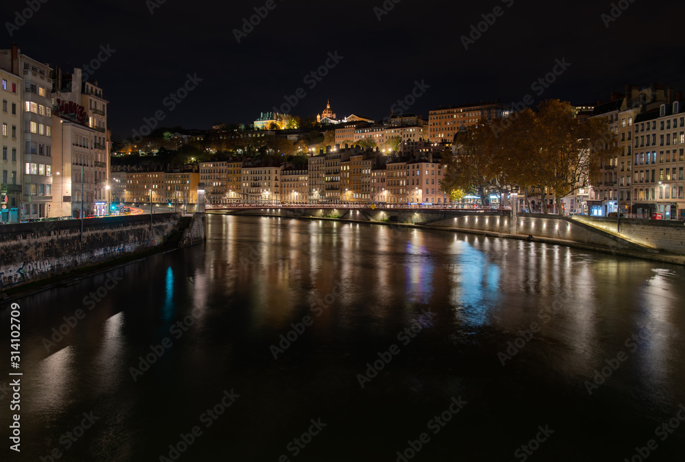 Lyon at night.