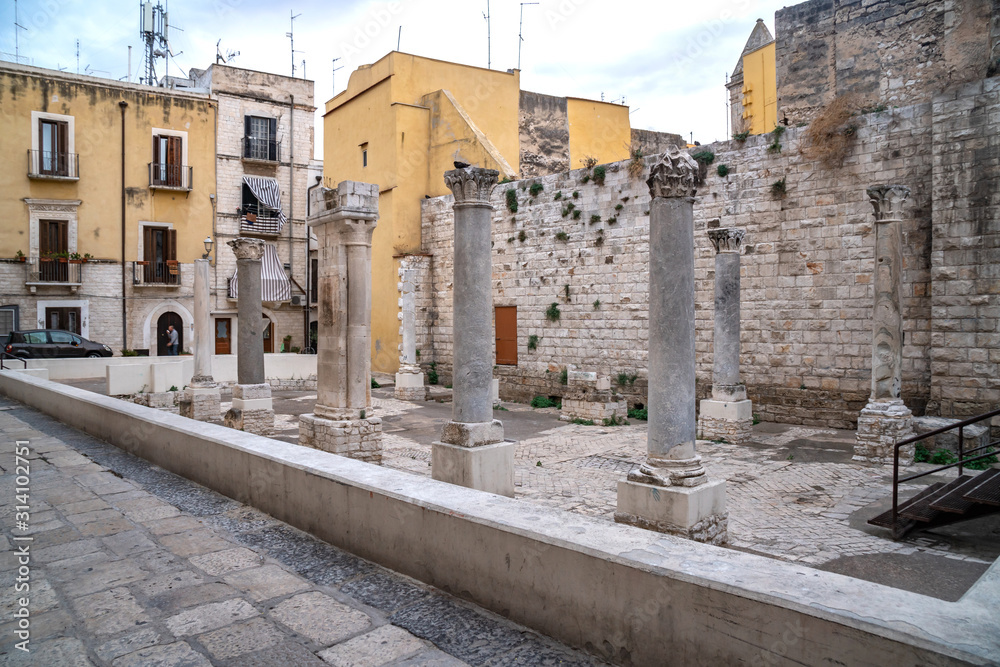 The ruins of the church of Santa Maria del Buon Consiglio in Bari, Italy.