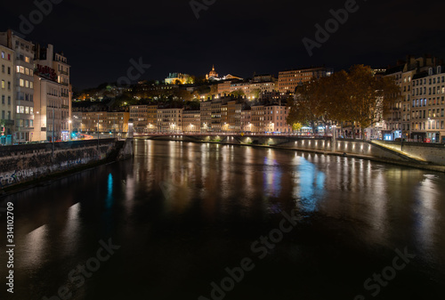 Lyon at night.