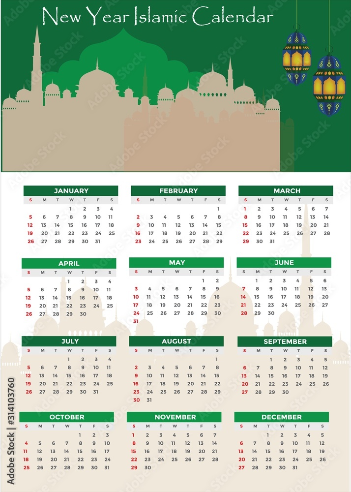 New year Islamic calendar design vector template and new background New year Islamic calendar design vector template and new background
