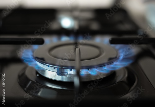 Blue flame of gas stove.