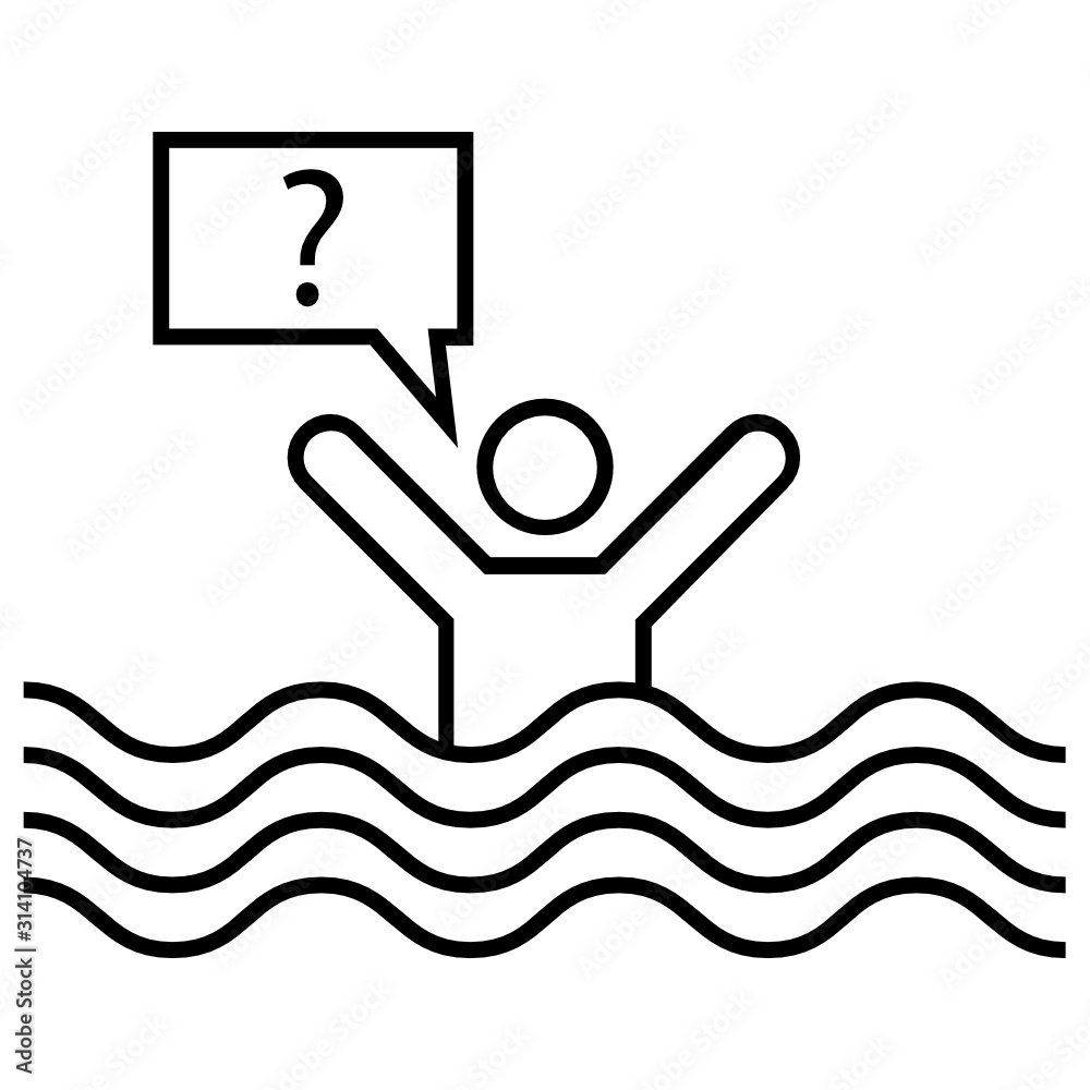 Drowning man in the water calling for help concept, life guard service vector icon design Drowning man in the water calling for help concept, life guard service vector icon design