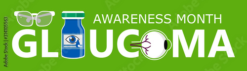 Glaucoma Awareness Month is celebrated in USA in January. Lenticular opacity diagnosis. Eyesight check up slogan. Ophthalmologist and healthcare vector