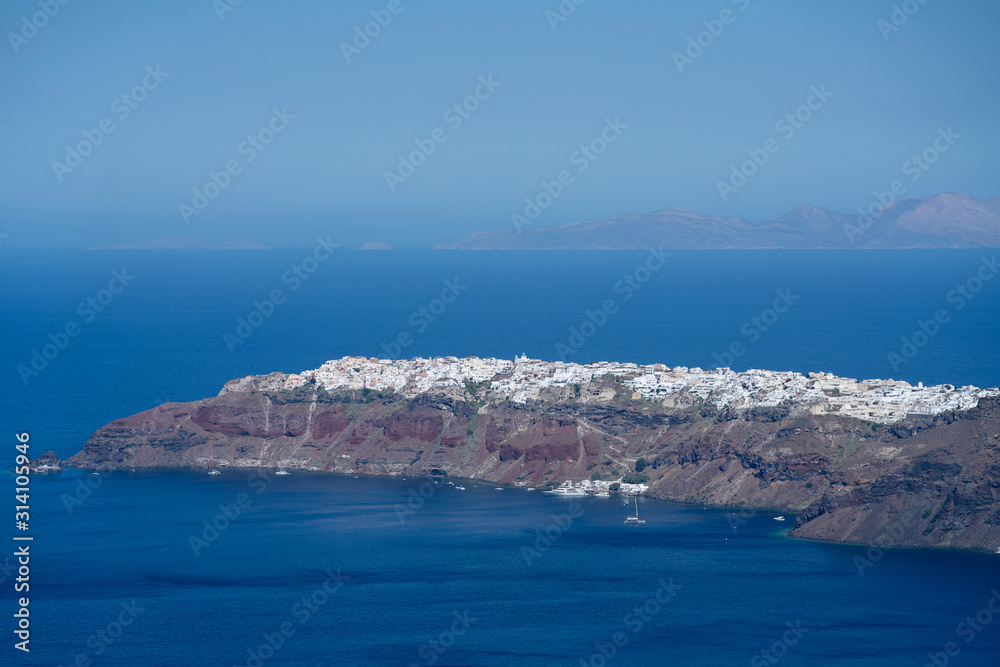 Tourist town of Oia on Mediterranean island of Santorini