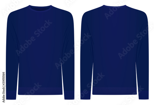 Blue sweater. front and back side. vector illustration