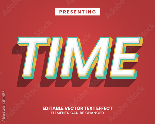 Bold 3d colorful text effect on red background photo